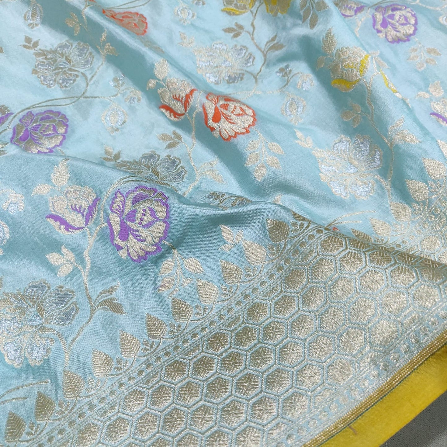 Chandani katan silk saree handwoven sarees Indian saree - Saffronfashionindia