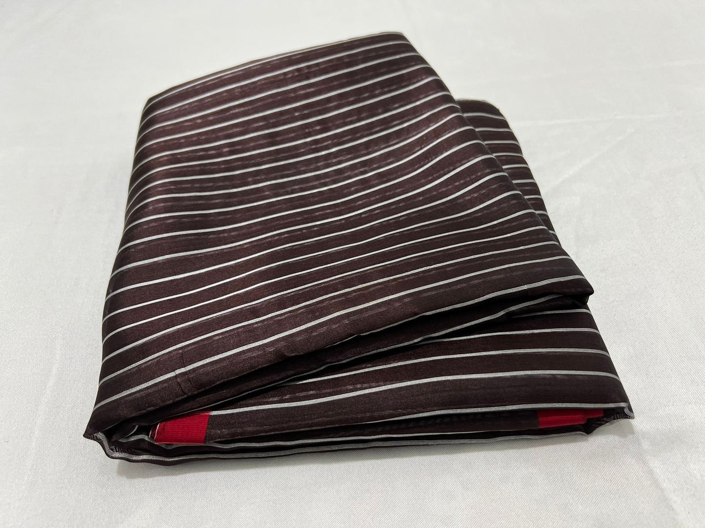 Striped Black red Chanderi saree beautiful sari - Saffronfashionindia