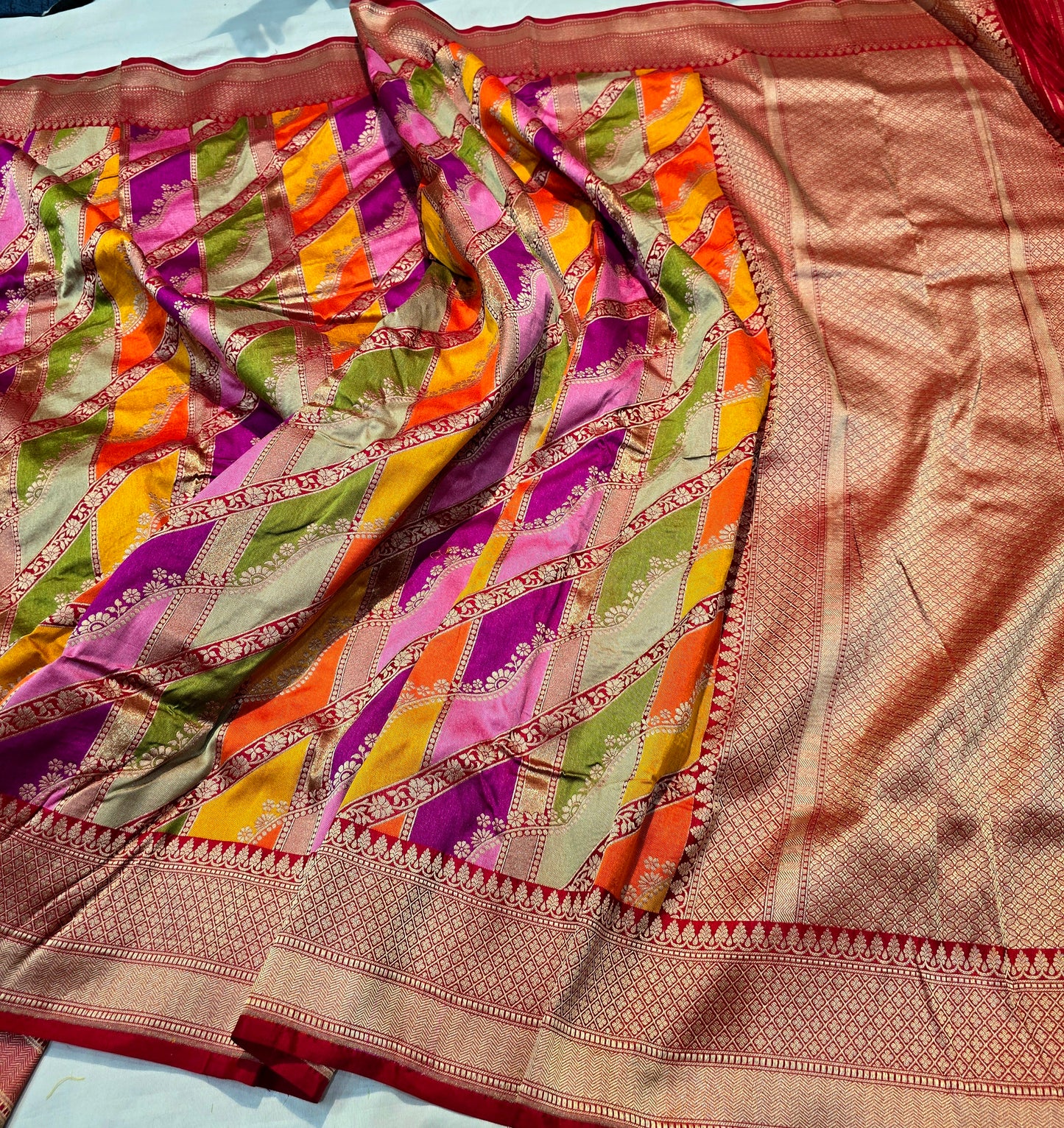Muglai jamdani saree Banarsi sarees Indian sari blouse SaffronFashion