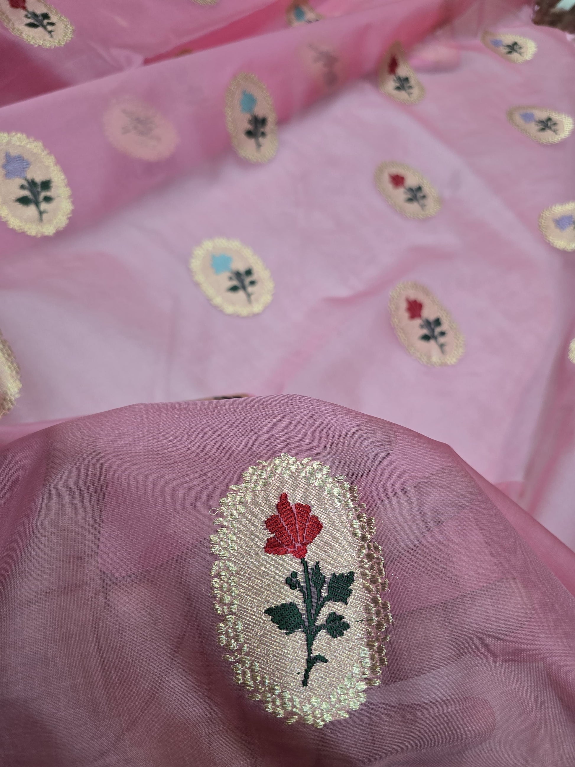 Pink Kora saree ekTara sari blouse Indian sarees SaffronFashion