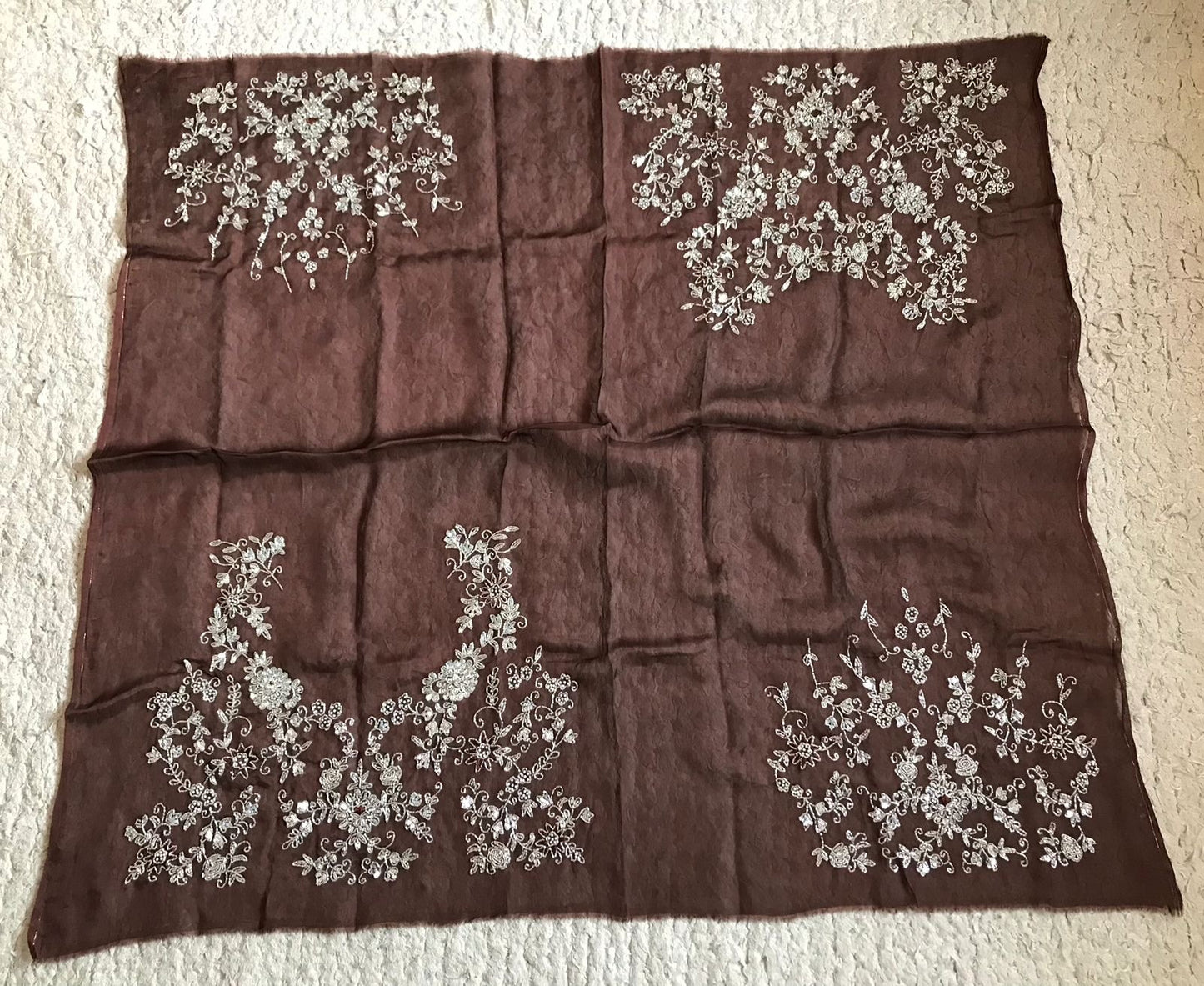 Brown organza silk saree premium sarees - Saffronfashionindia