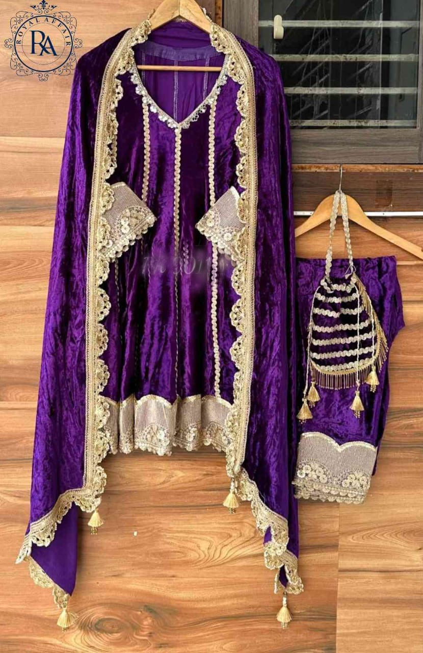 Velvet Salwar Suit Anarkali Salwar kameez - Saffronfashionindia