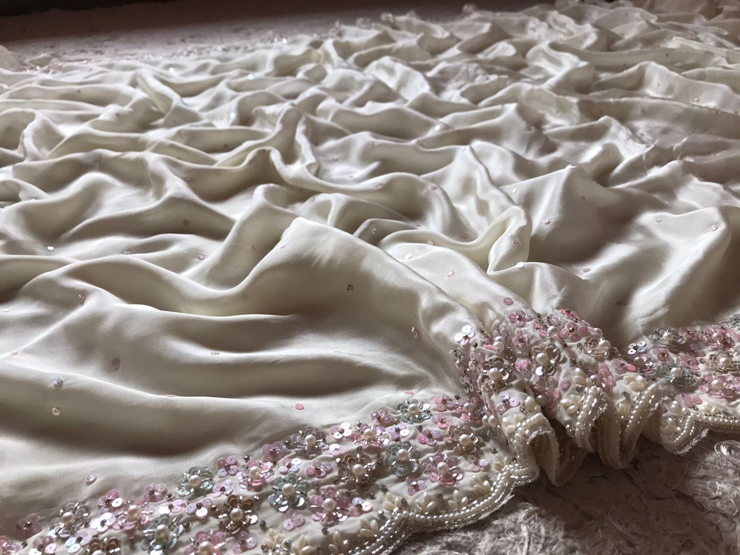 Cristmas Inspired luxury Crepe Silk Sarees - Saffronfashionindia