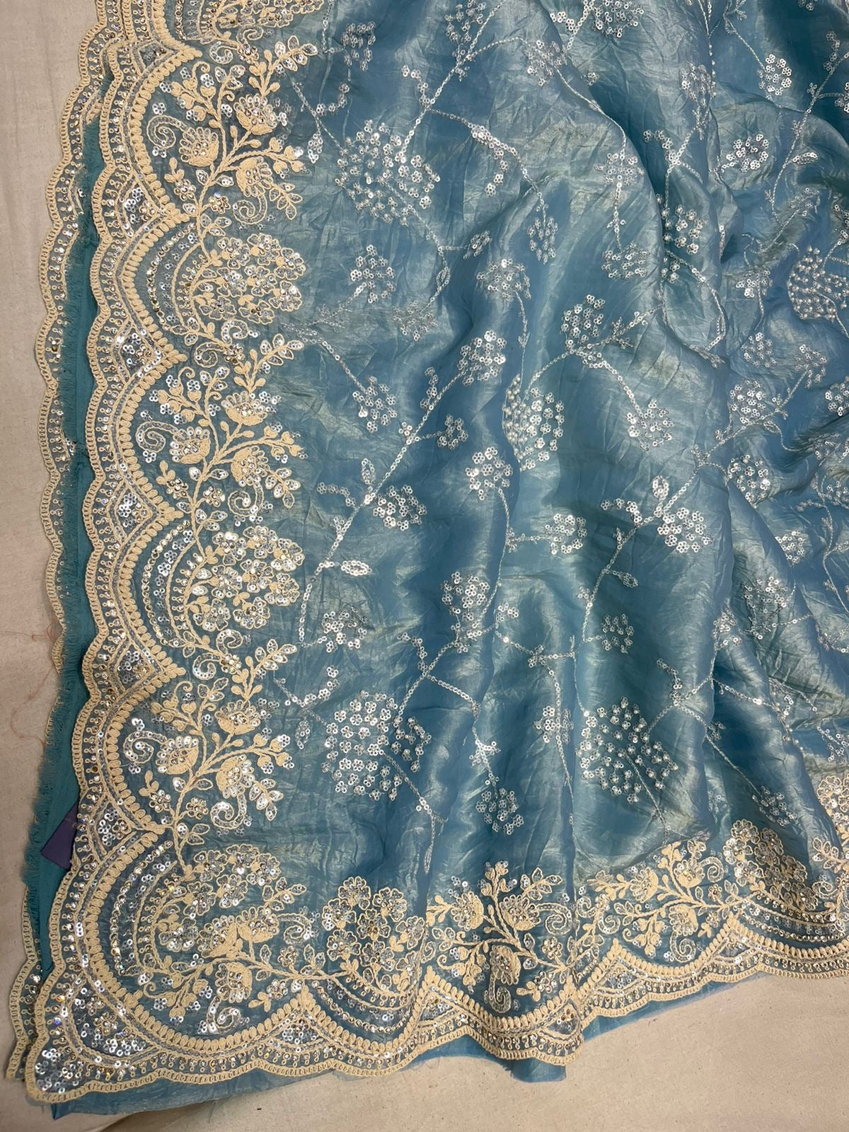 Rahika crush organza sequins saree - Saffronfashionindia