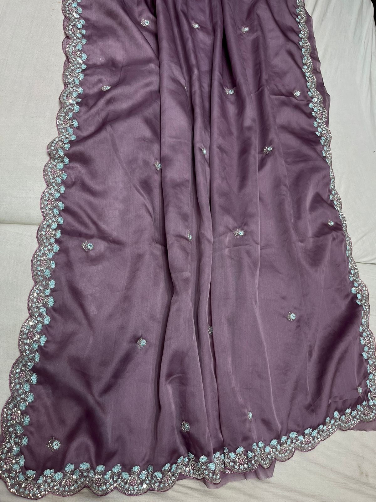 Sequins organza saree Indian saree - Saffronfashionindia