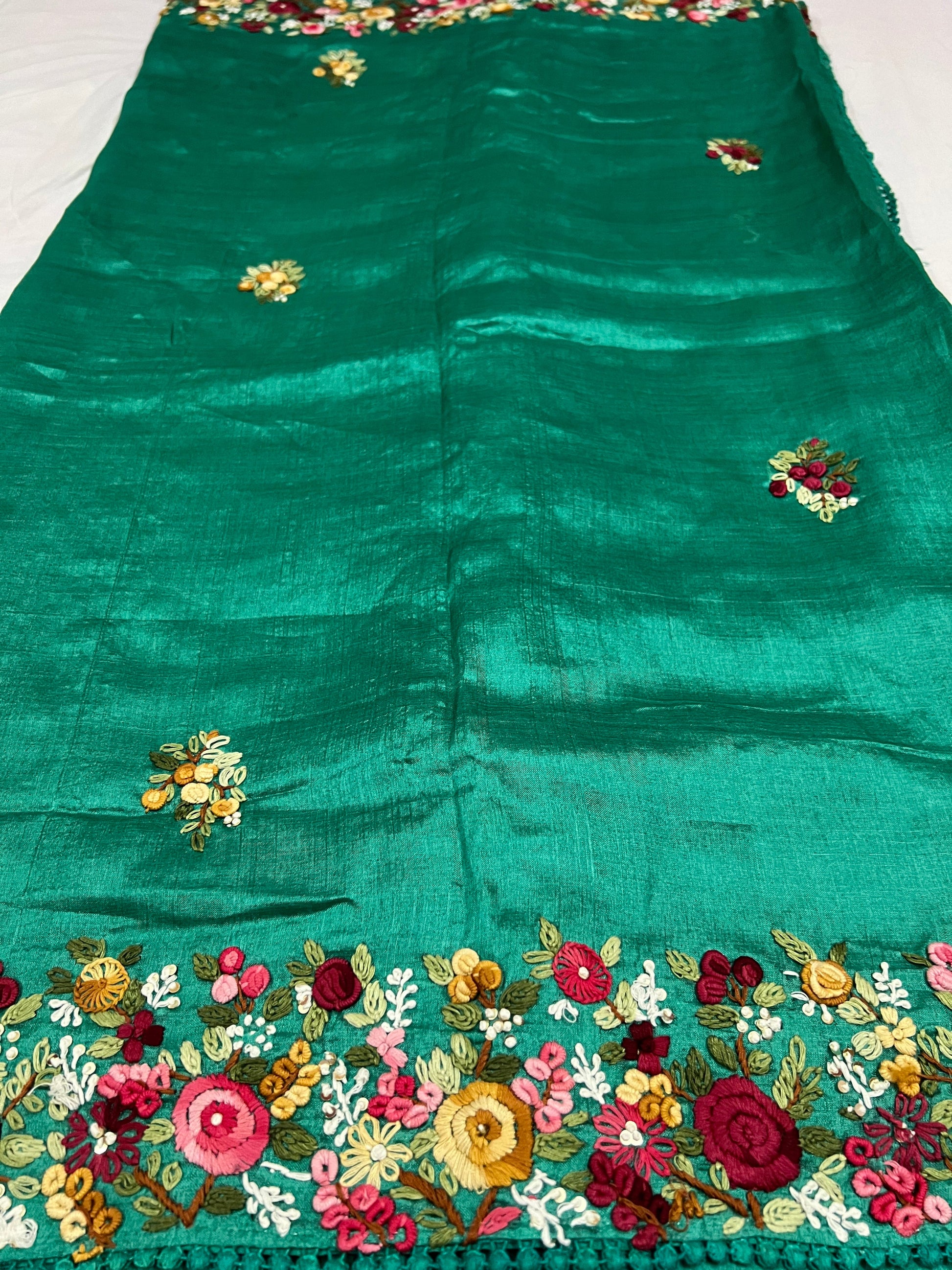 Tussar French knot inspired saree Saffronfashion