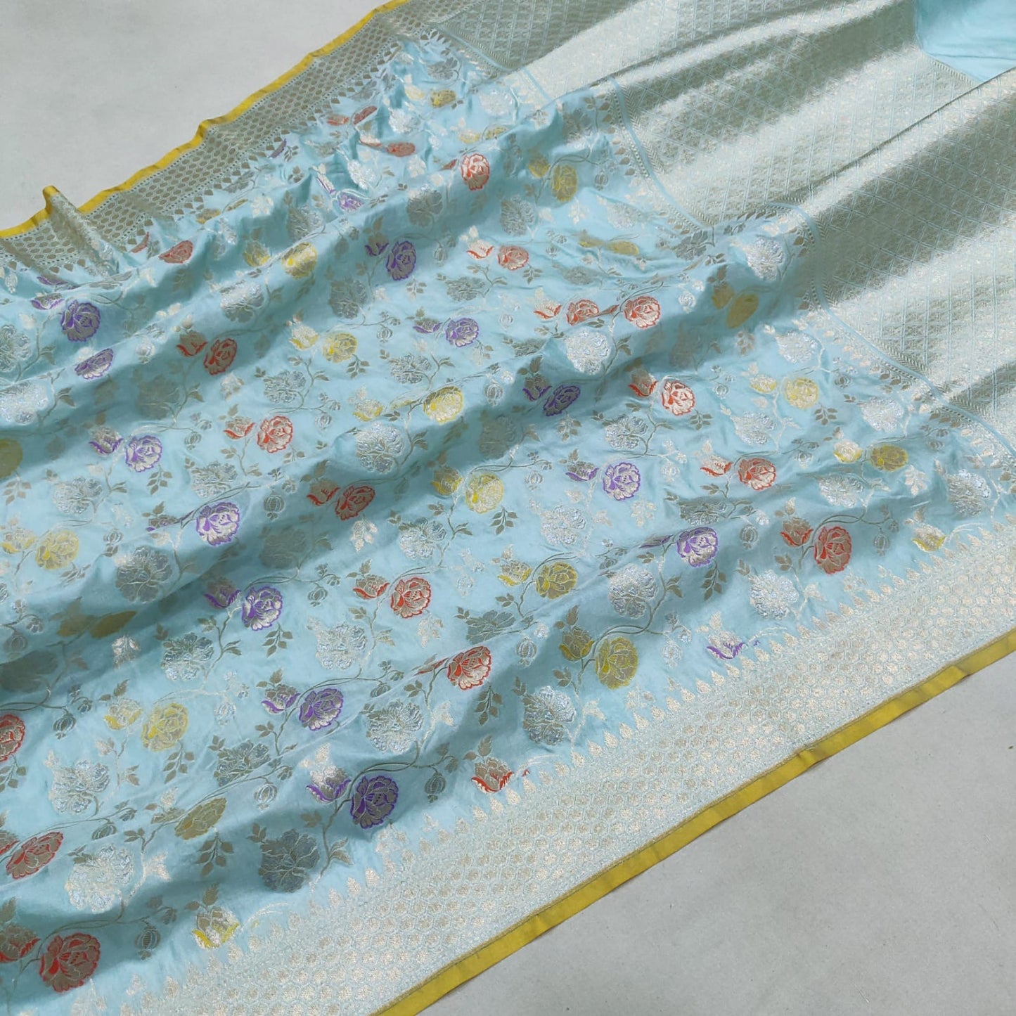 Chandani katan silk saree handwoven sarees Indian saree - Saffronfashionindia
