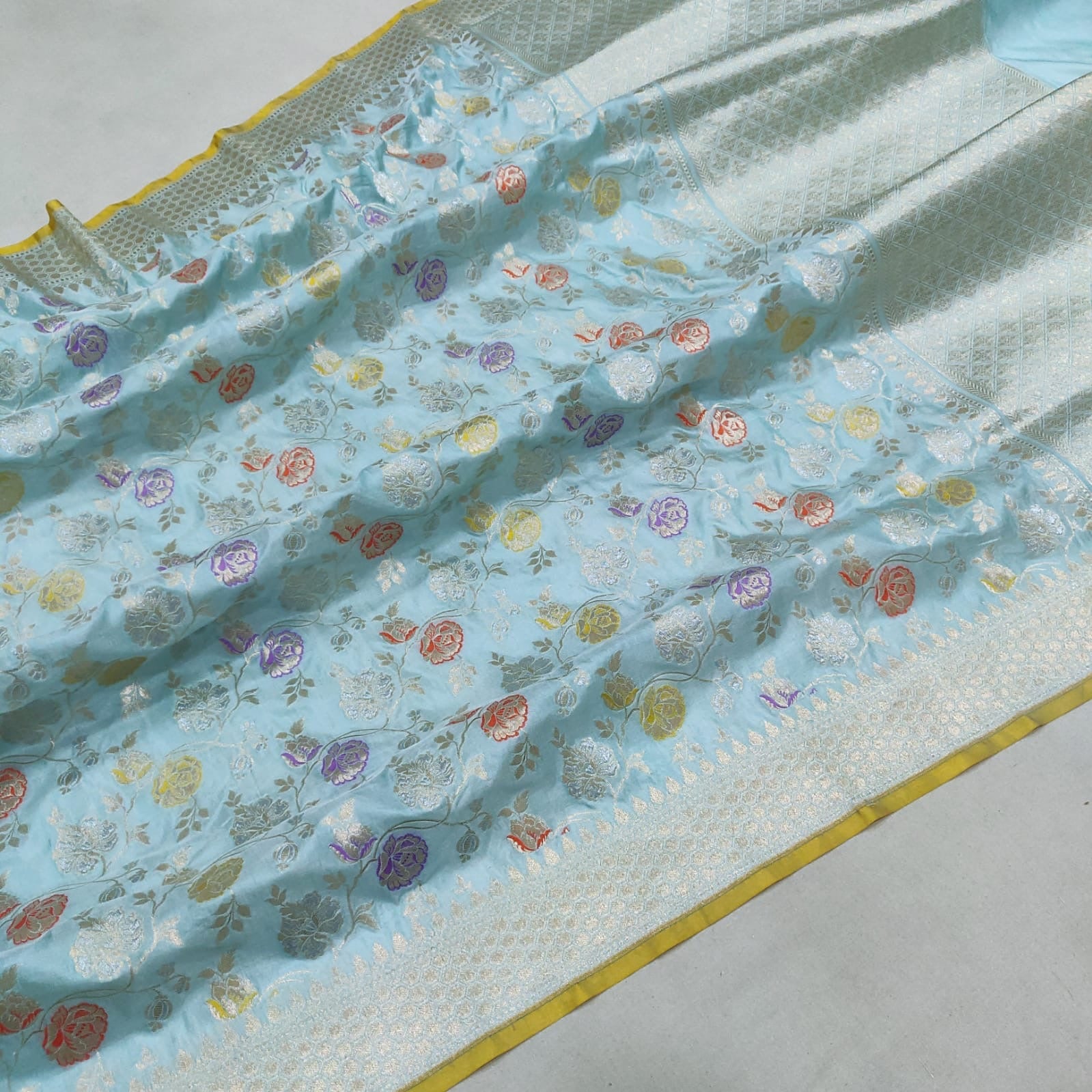 Chandani katan silk saree handwoven sarees Indian saree - Saffronfashionindia