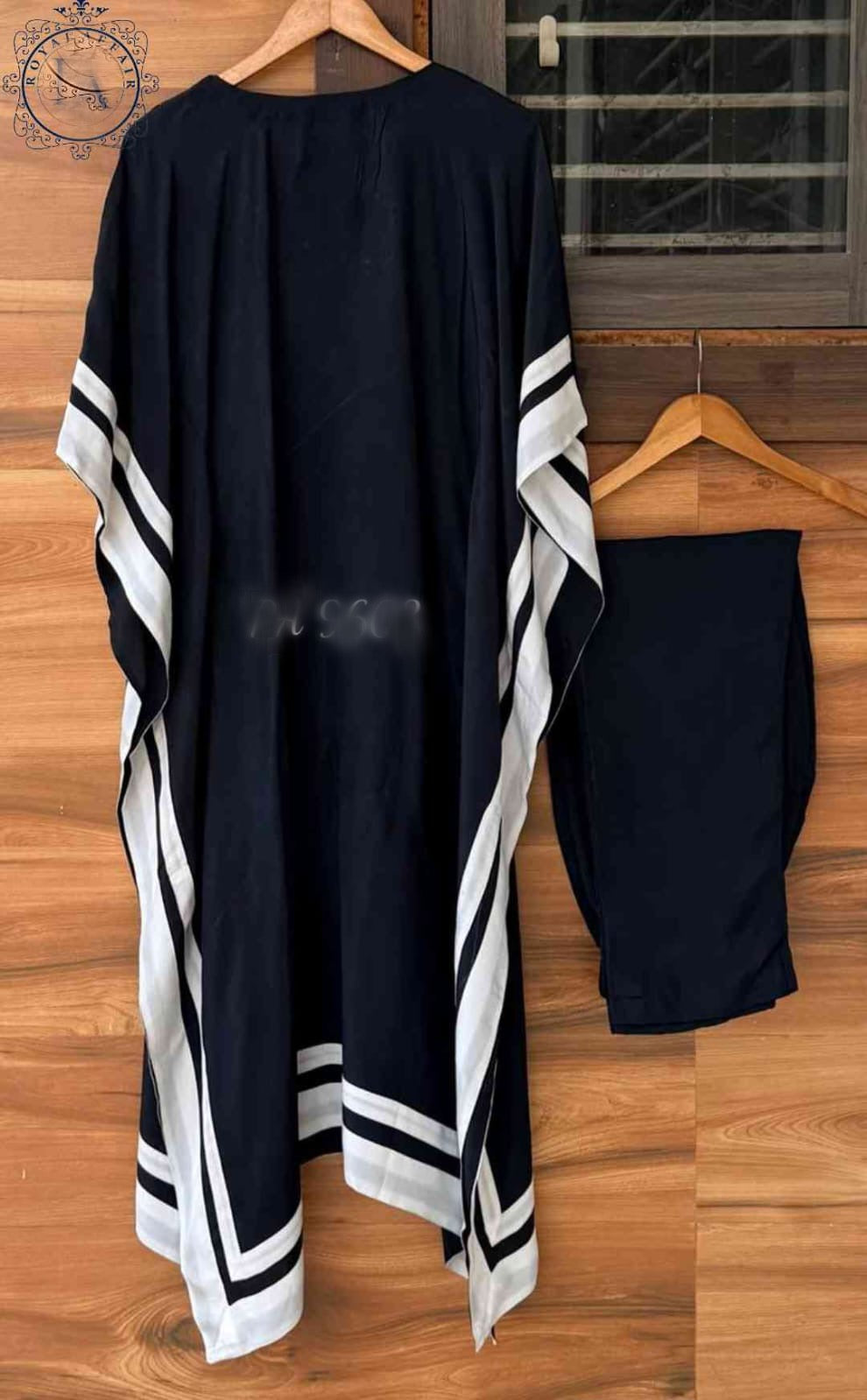 Black silk kaftan designer dress partywear kaftan SaffronFashion