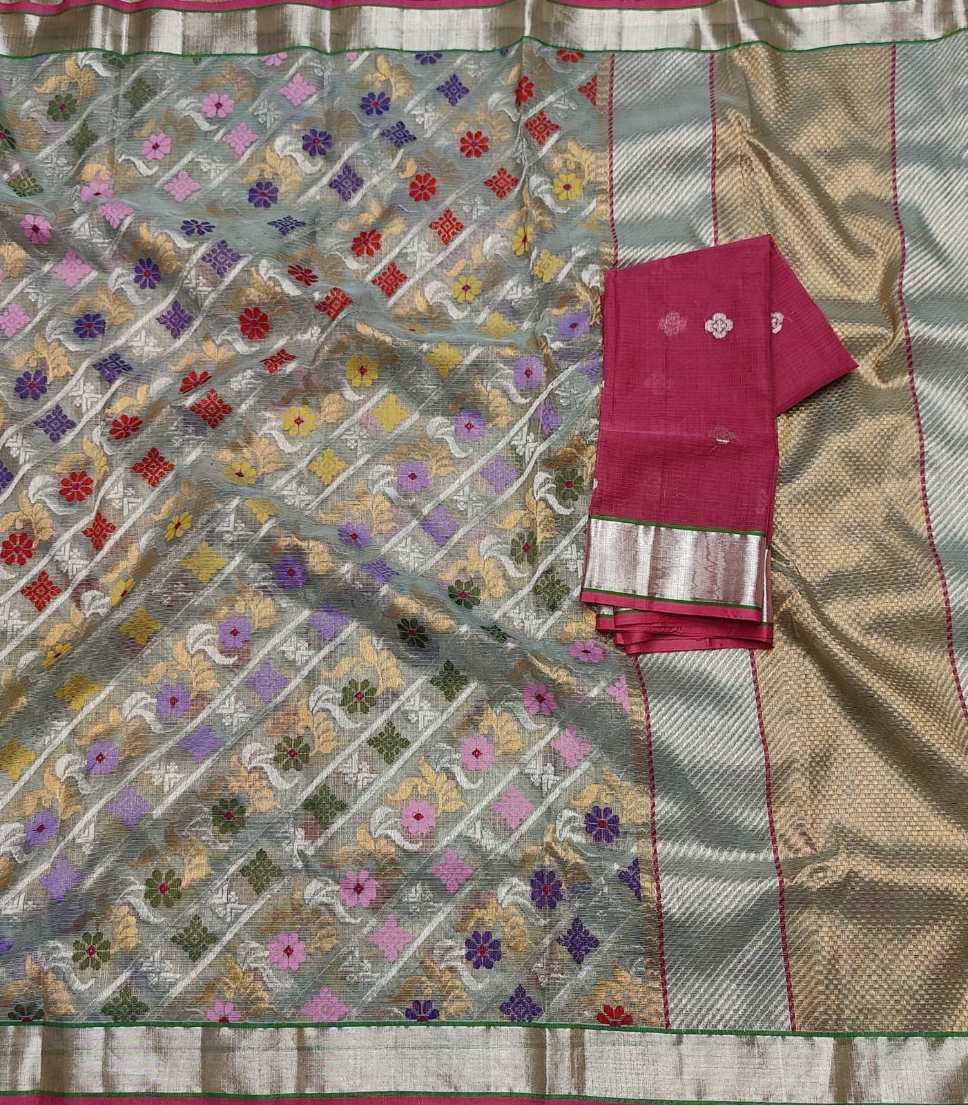Kanzani zari Kota Indian saree - Saffronfashionindia