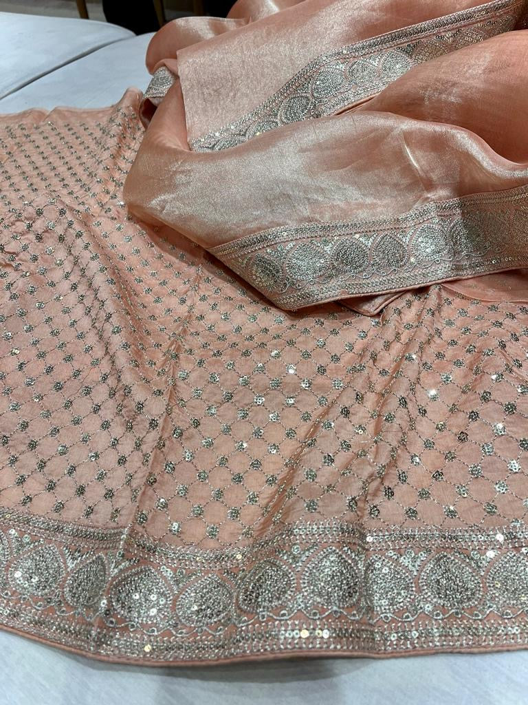 Jenila tissue Trendy Partywear Womem Sarees - Saffronfashionindia