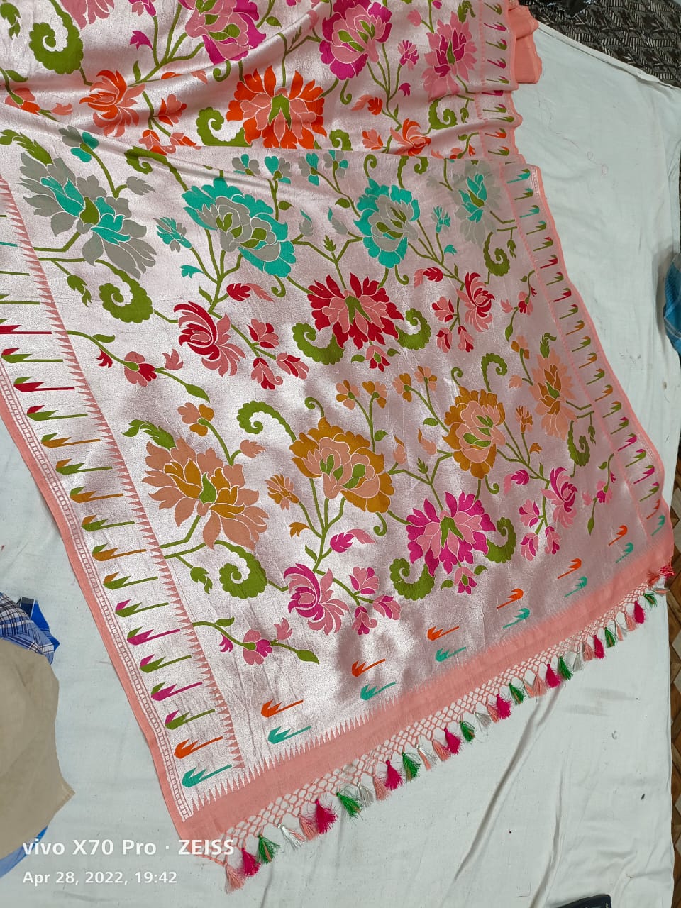 Tussar Khaddi Gorgette handloom saree Indian sari - Saffronfashionindia