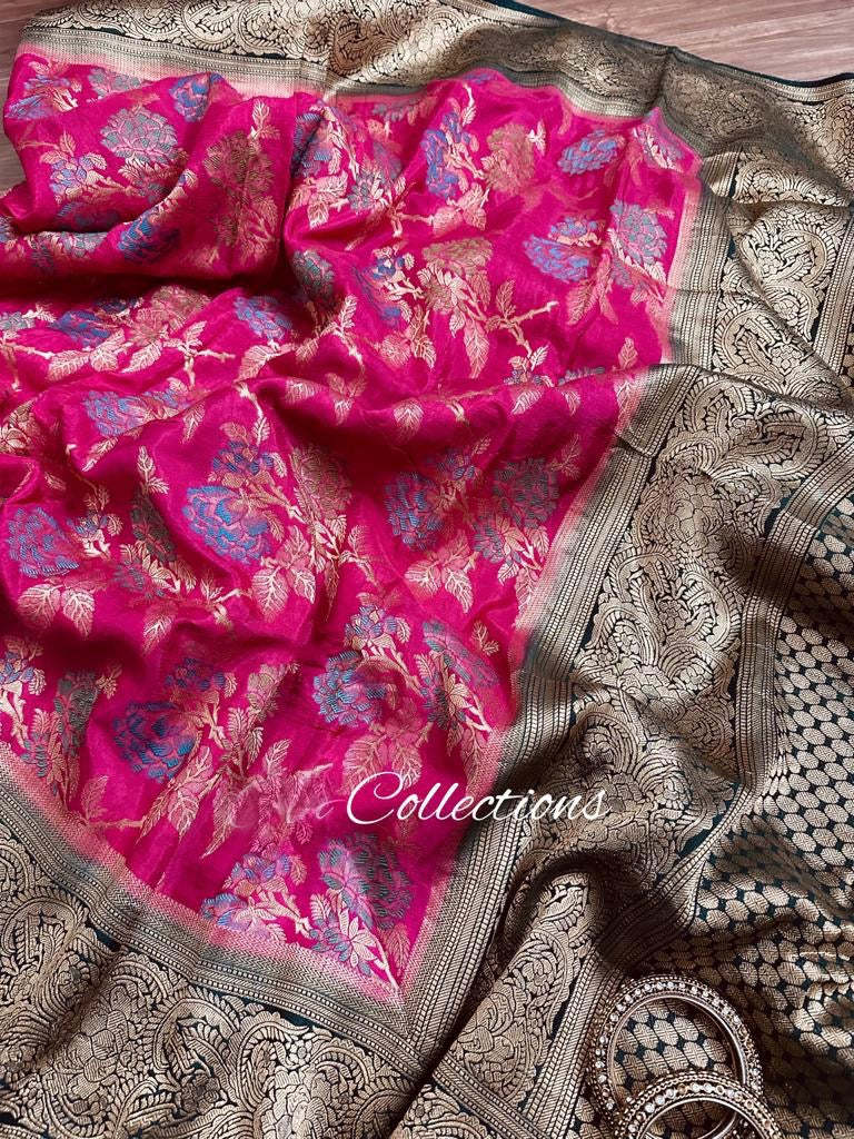 Pink beautiful munga silk saree - Saffronfashionindia