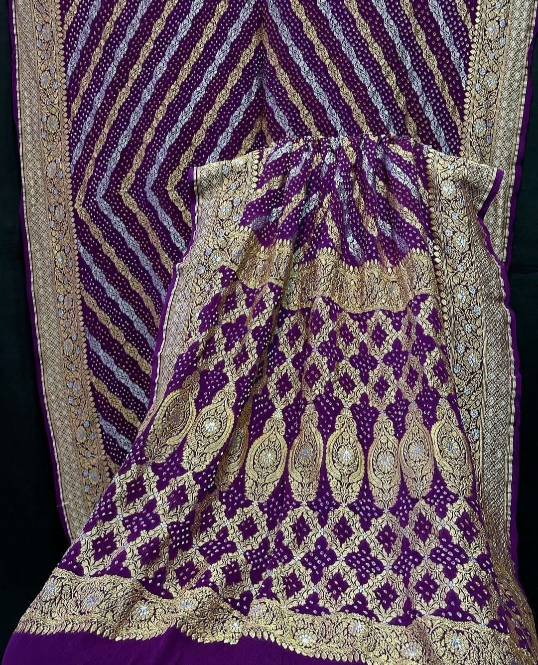 Mahiva Purple Bandhej Bandhani Sarees - Saffronfashionindia