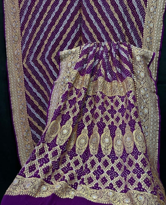 Mahiva Purple Bandhej Bandhani Sarees - Saffronfashionindia