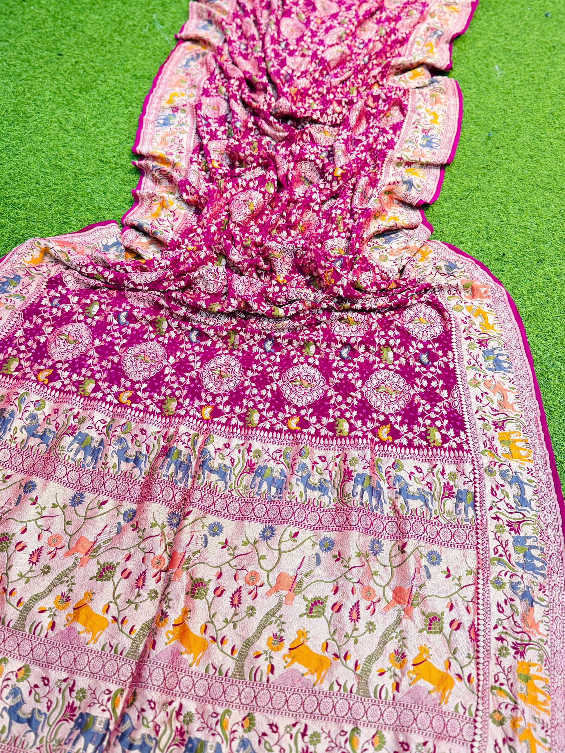 Gorgette Banarsi saree meenakari sari blouse Indian sarees SaffronFashion