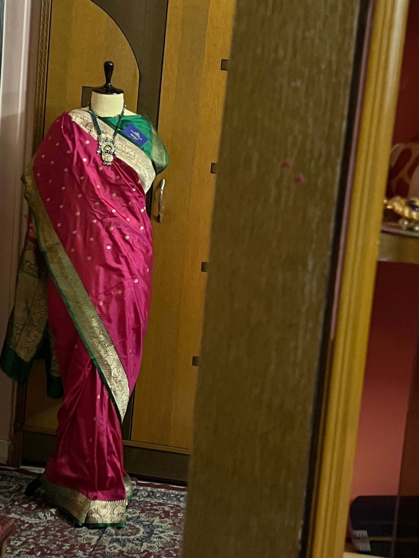 Pink silk Kanchipuram saree traditional sari - Saffronfashionindia