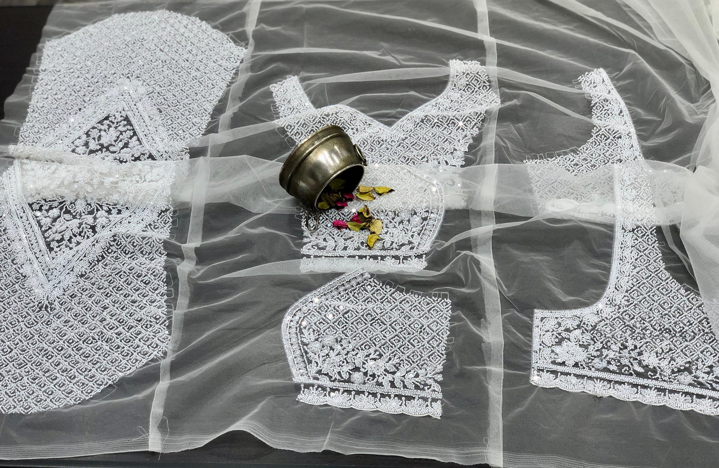 Royal white saree elegant saree luxury sari blouse SaffronFashion