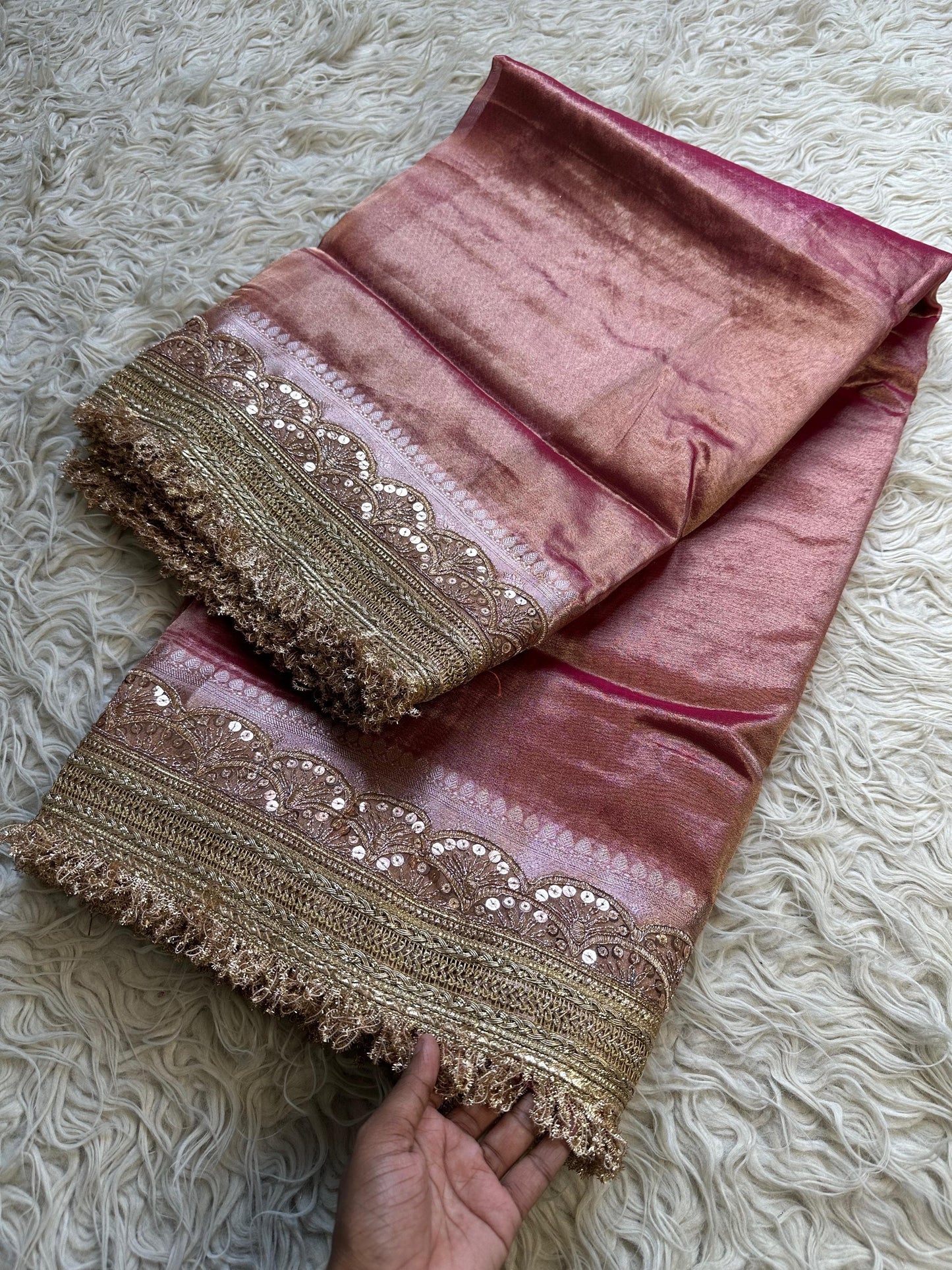 Maharani inspired tissue saree Zari saree exclusive sarees partywear sari blouse SaffronFashion