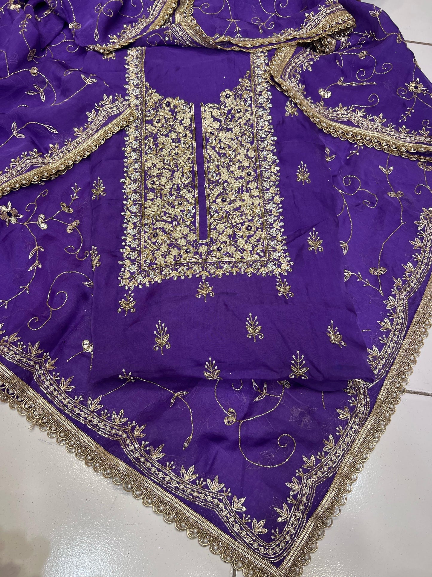 Punjabi crepe dress Indian dress women clothing SaffronFashion