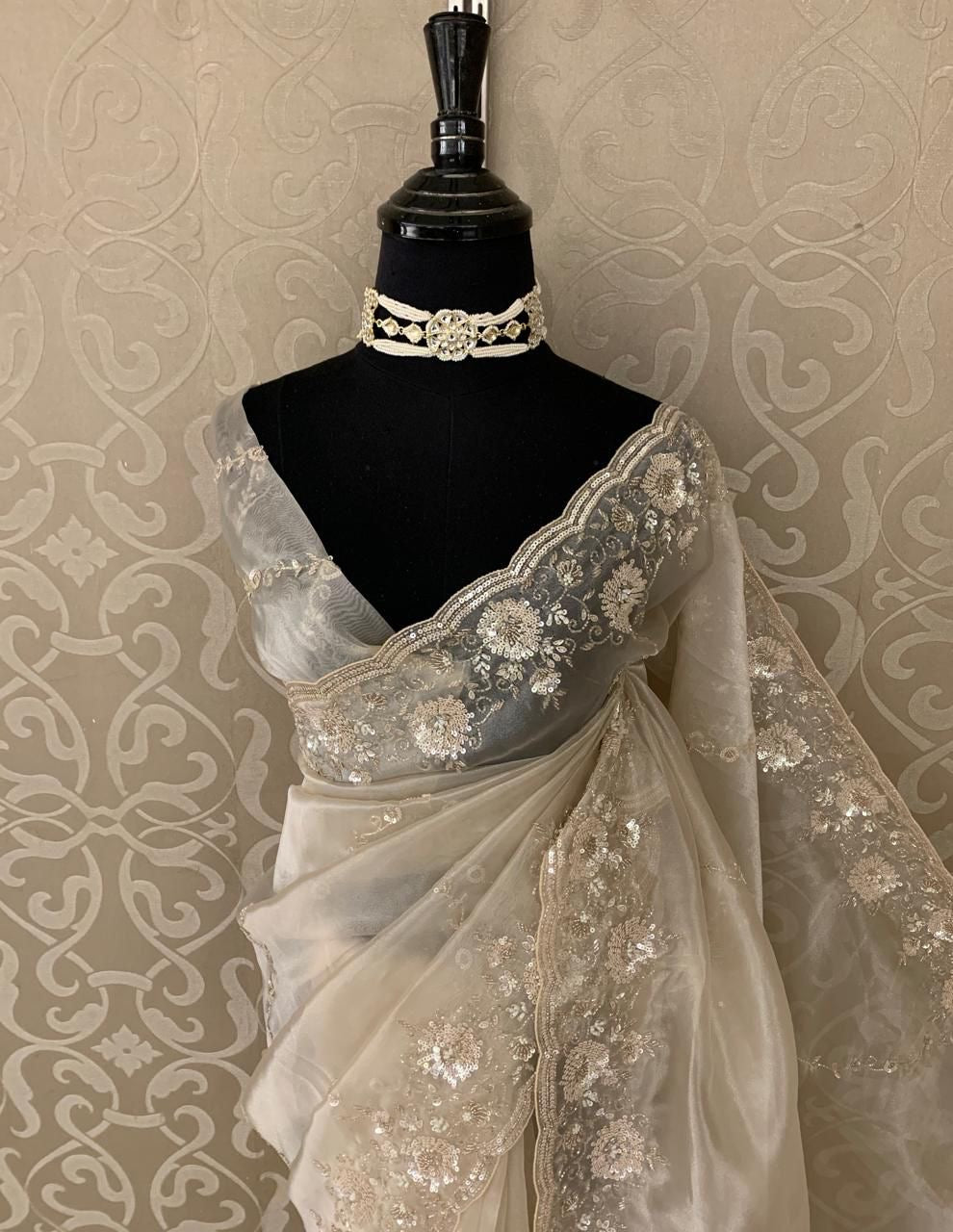 Inayat organza saree Partywear sarees beautiful sari - Saffronfashionindia