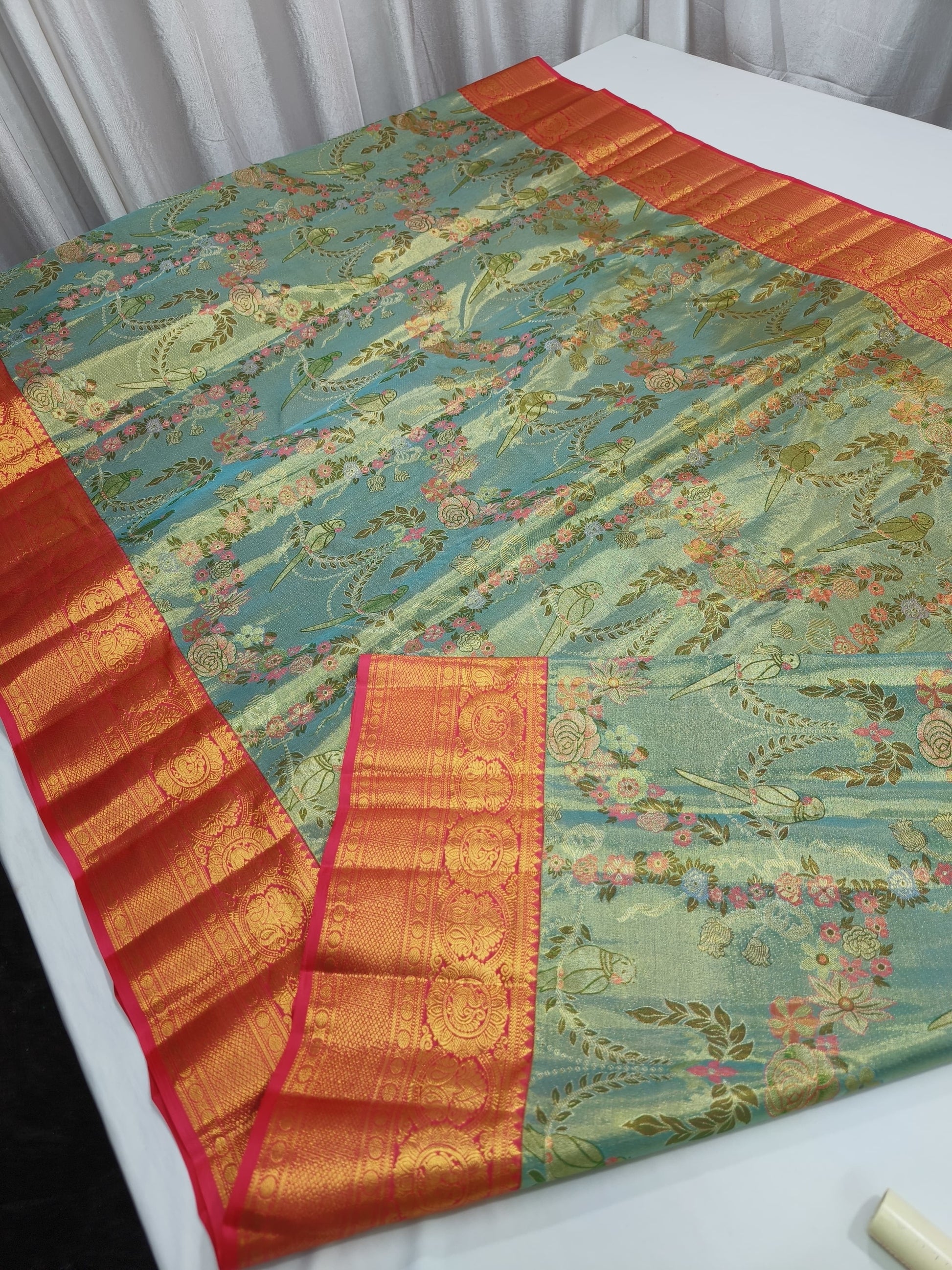 Lavita floral Kanjeevaram silk saree traditional Indian saree - Saffronfashionindia