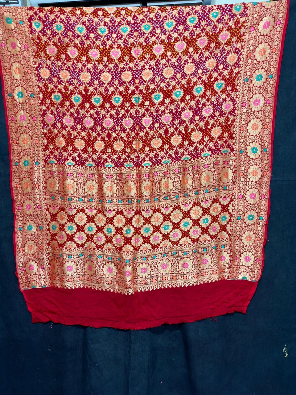 Ravish Meenakari bandhej Dupatta - Saffronfashionindia
