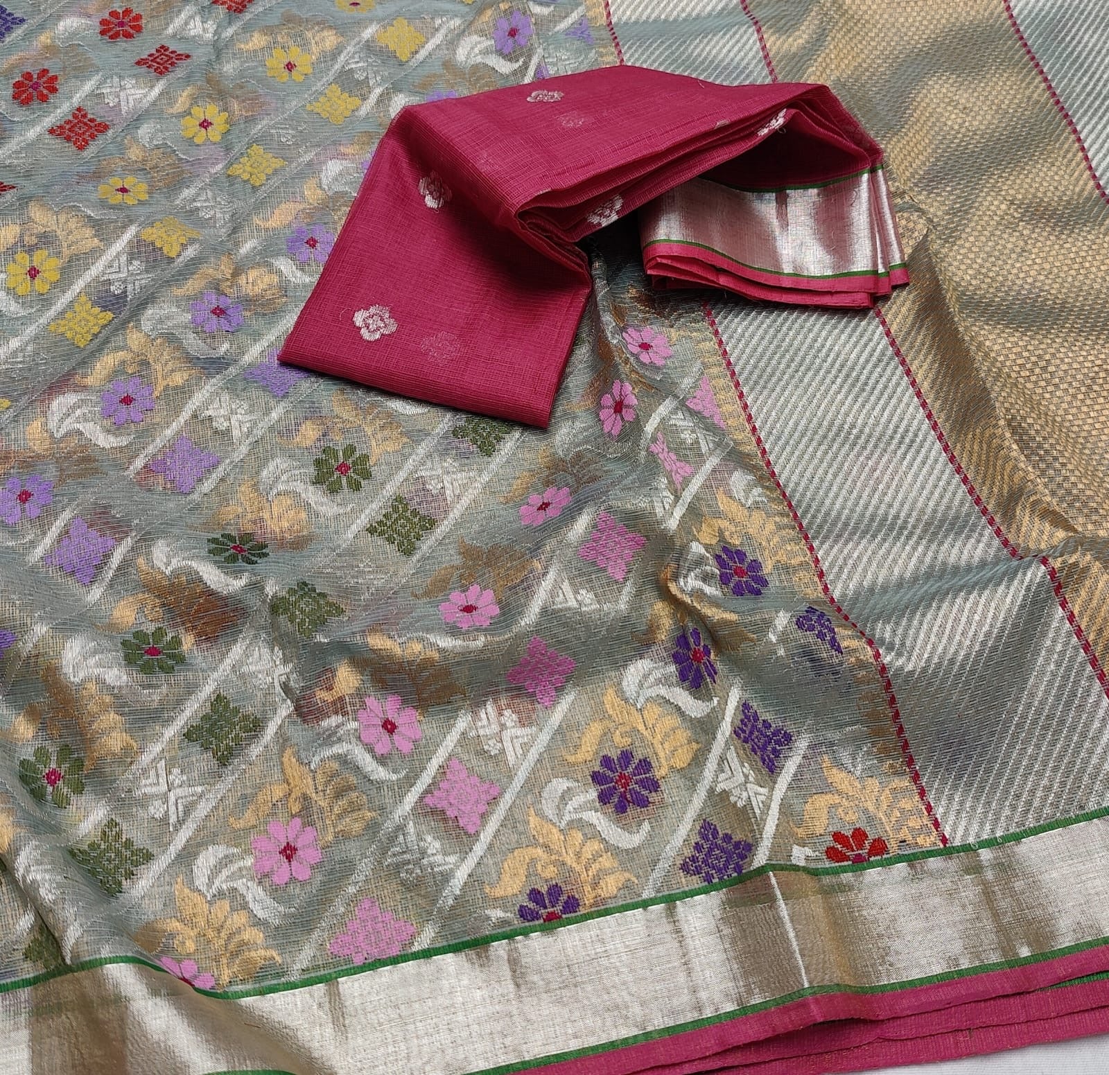 Kanzani zari Kota Indian saree - Saffronfashionindia