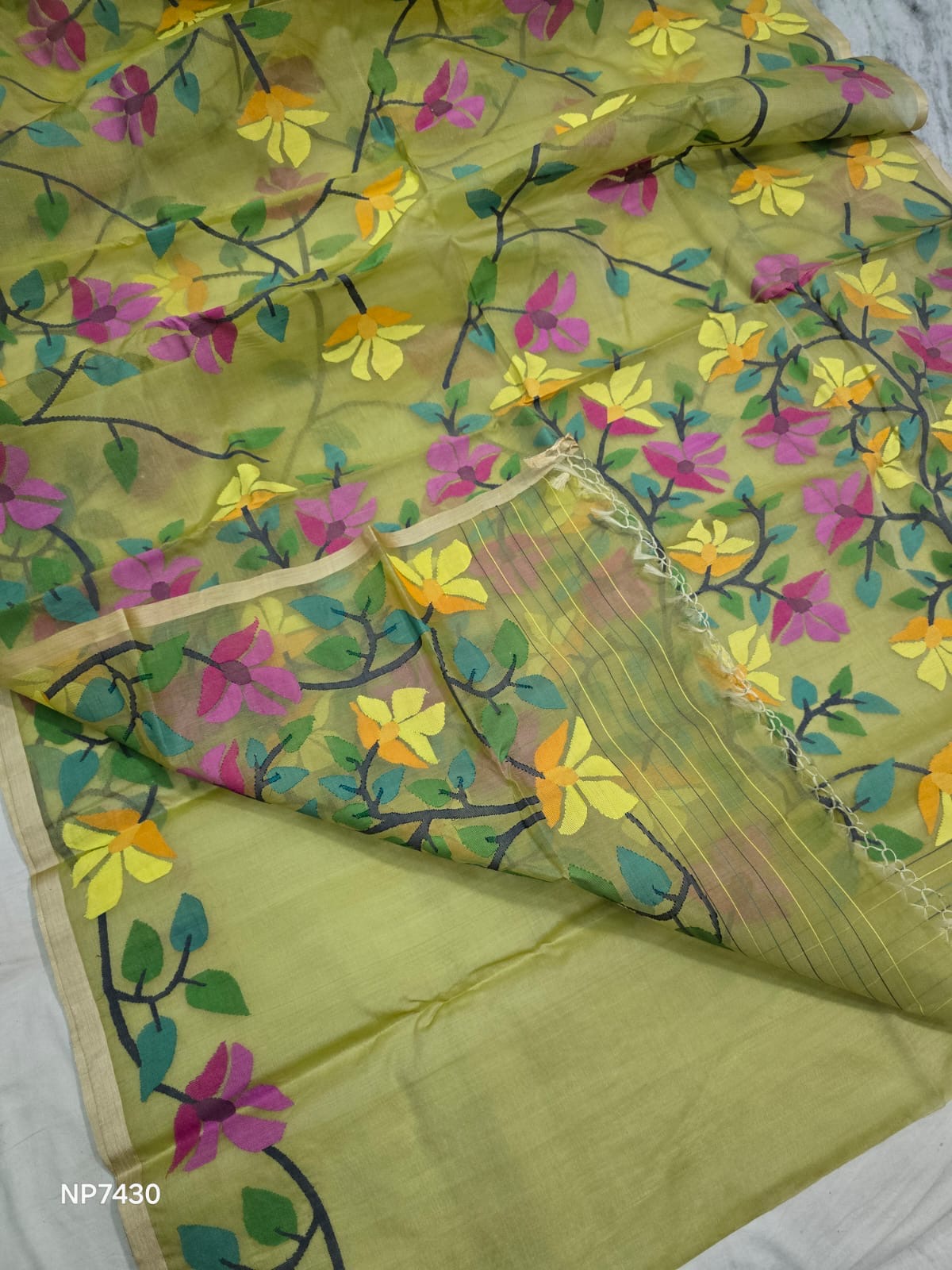 Muslin Handwoven Jamdani saree Indian sarees premium sari - Saffronfashionindia