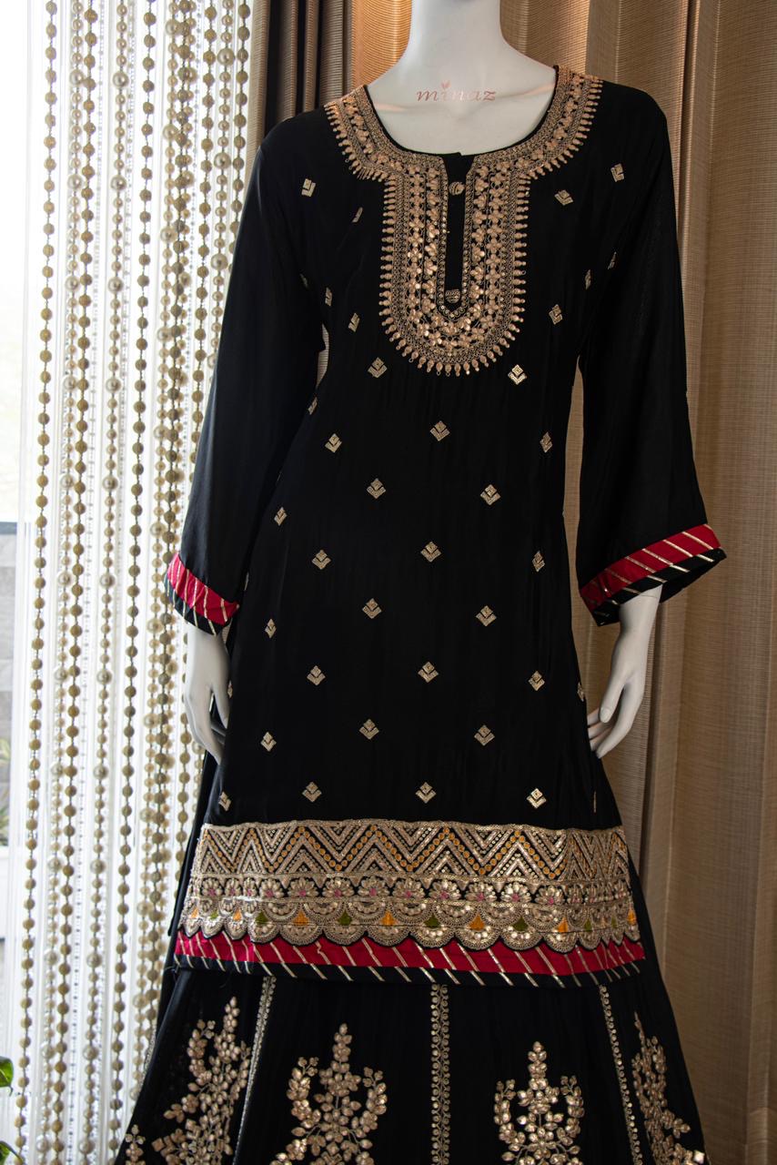 Rebica Embroidered Zari Gharara Set Pakistani Dress - Saffronfashionindia