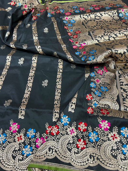 Shaheen kadwa weaved silk saree katan silk saree women sari blouse Saffronfashionindia