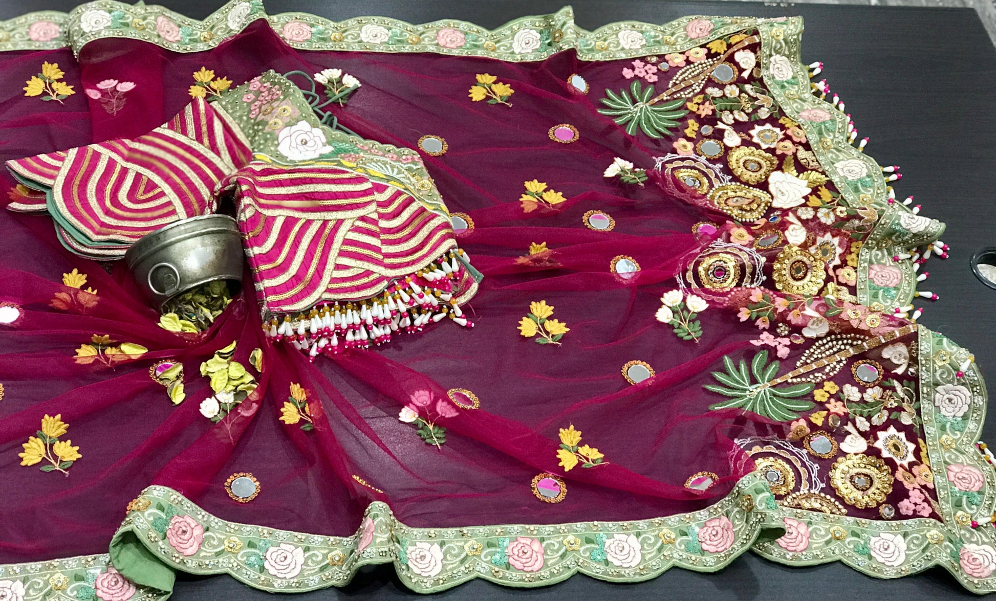 Red wedding saree reception sari bridal saree blouse SaffronFashion