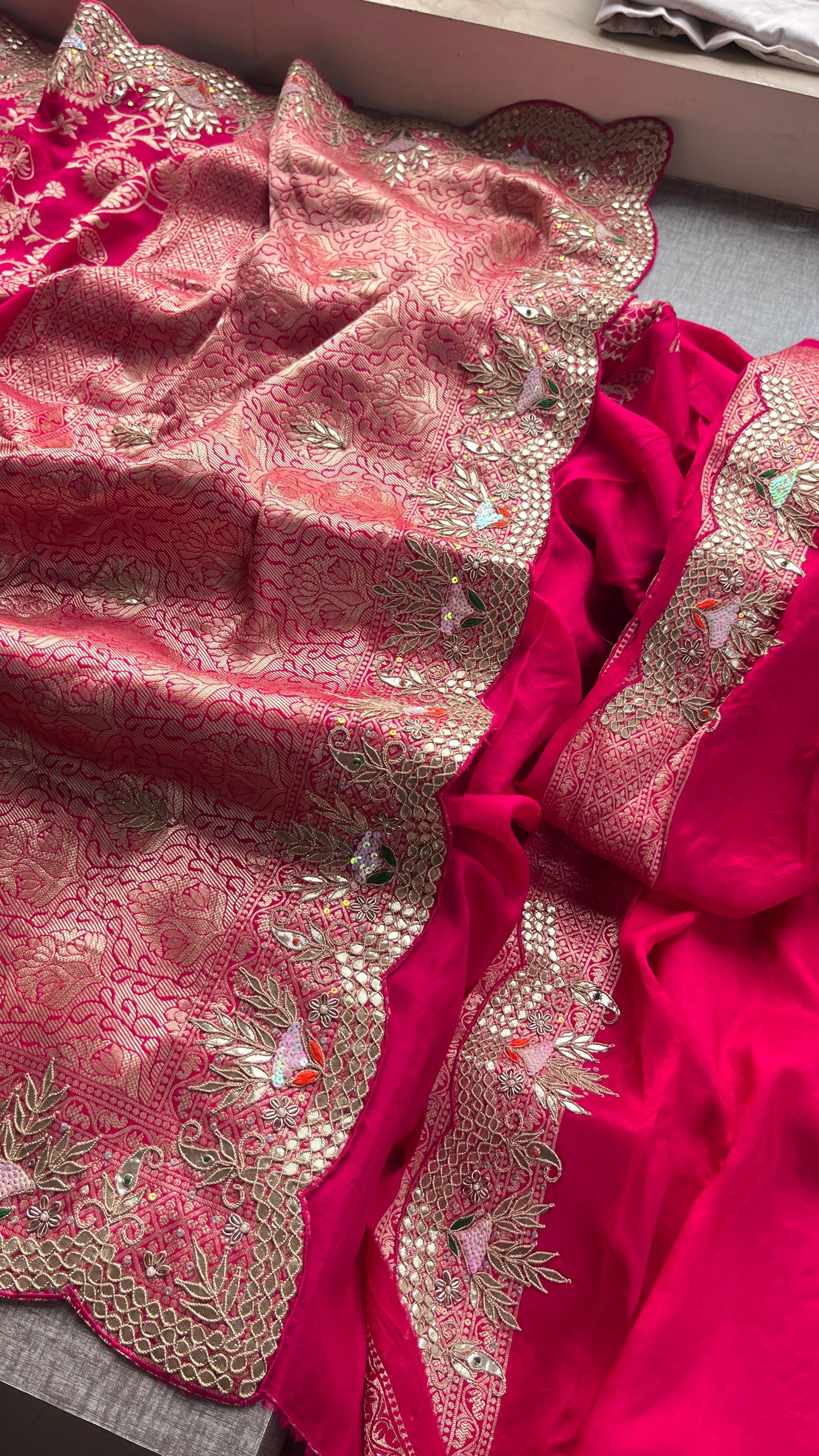 Banarsi saree weaving saree gottapatti sarees - Saffronfashionindia
