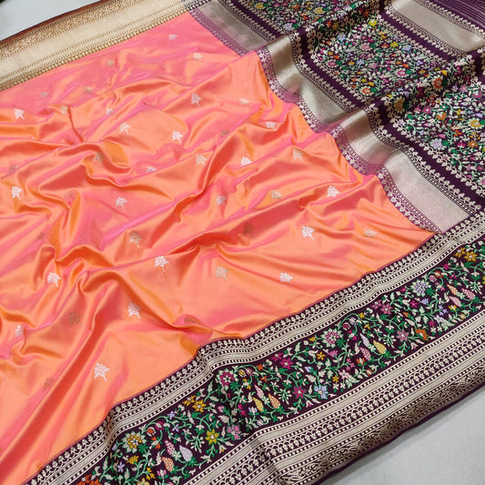 Zari katan handwoven kadwa saree silk sarees - Saffronfashionindia