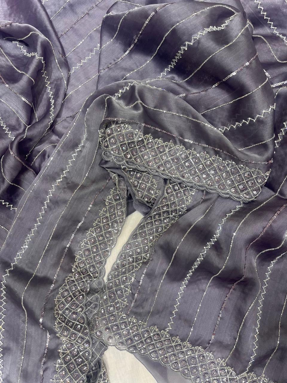 Lavisha organza saree Indian saree sequence sarees - Saffronfashionindia