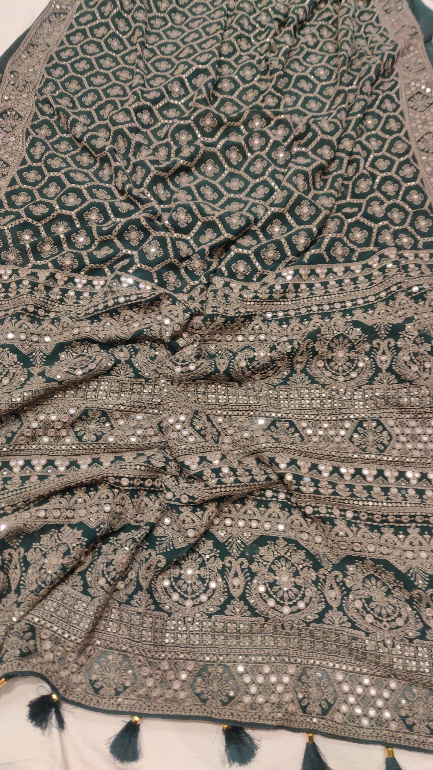 Suhashi Gorgette Chikankari Saree Women Saree - Saffronfashionindia
