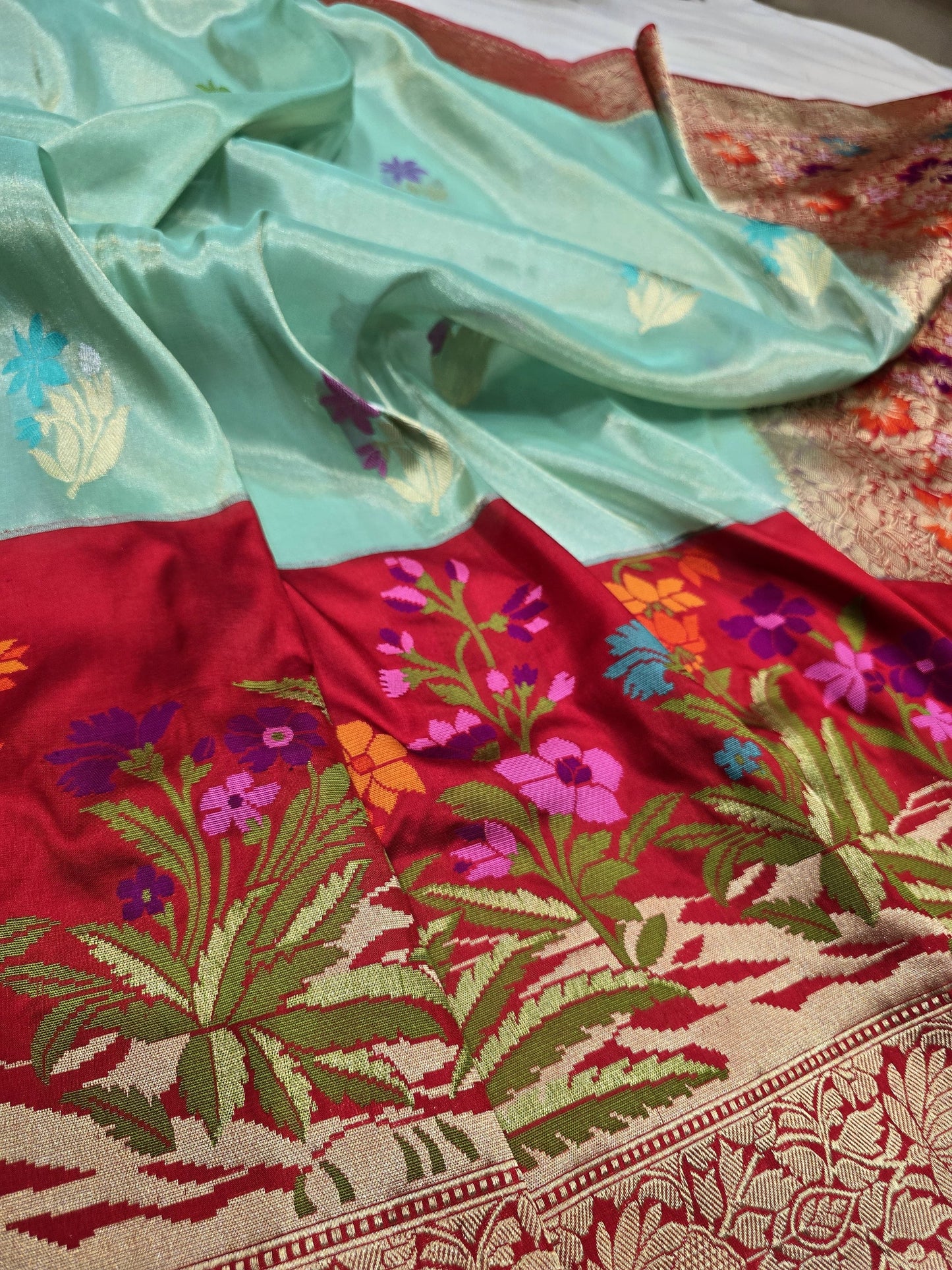 Vintage Banarsi katan silk saree Indian sarees Traditional sari blouse SaffronFashion