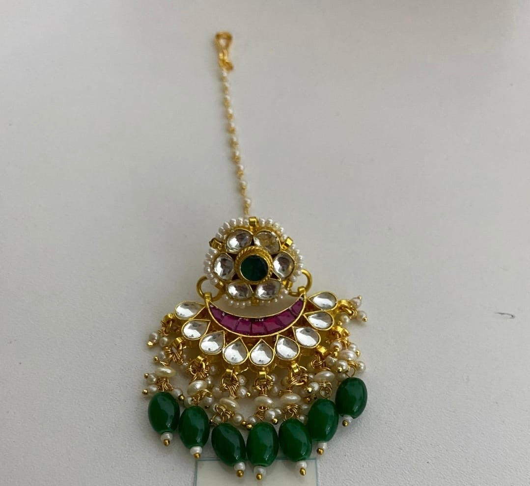 Elegant borla Kundan stone borla Indian jewellery SaffronFashion