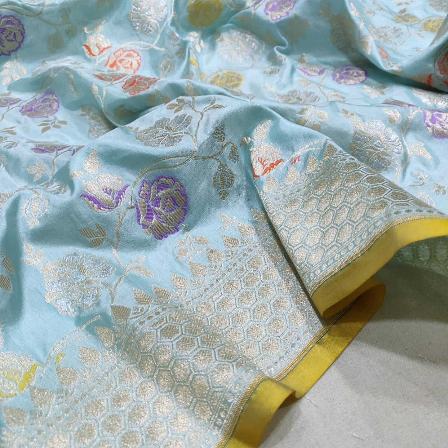 Chandani katan silk saree handwoven sarees Indian saree - Saffronfashionindia