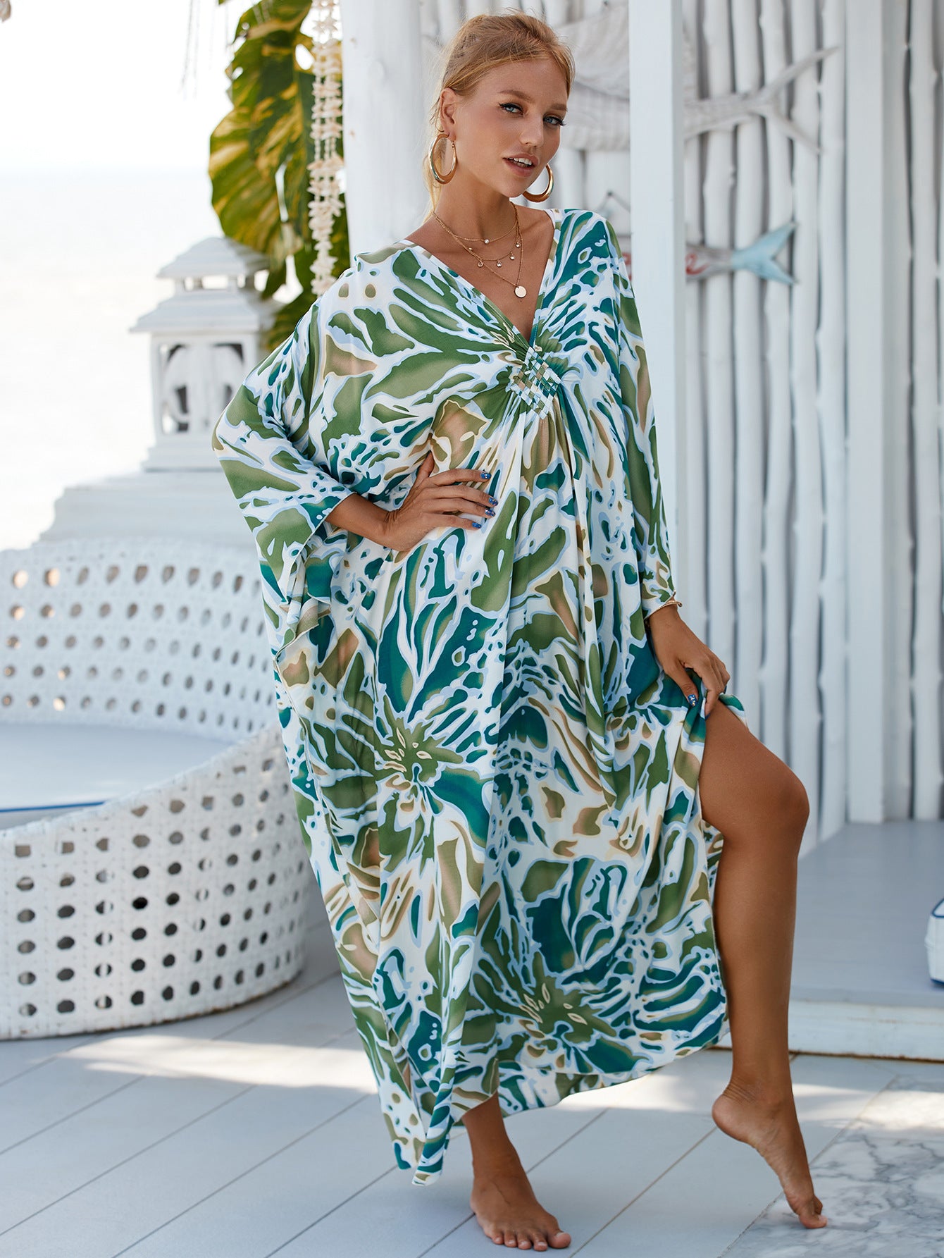 European And American Women's Seaside Vacation Robe Beach Dress Long Skirt - Saffronfashionindia