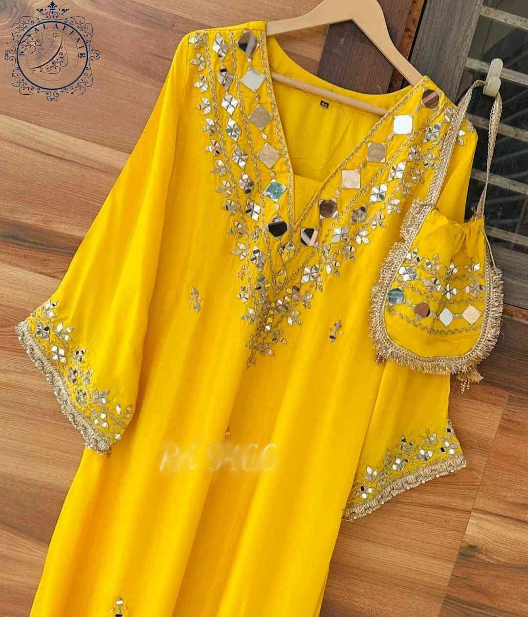Silk designer stitched shirt Partywear dress Saffronfashionindia