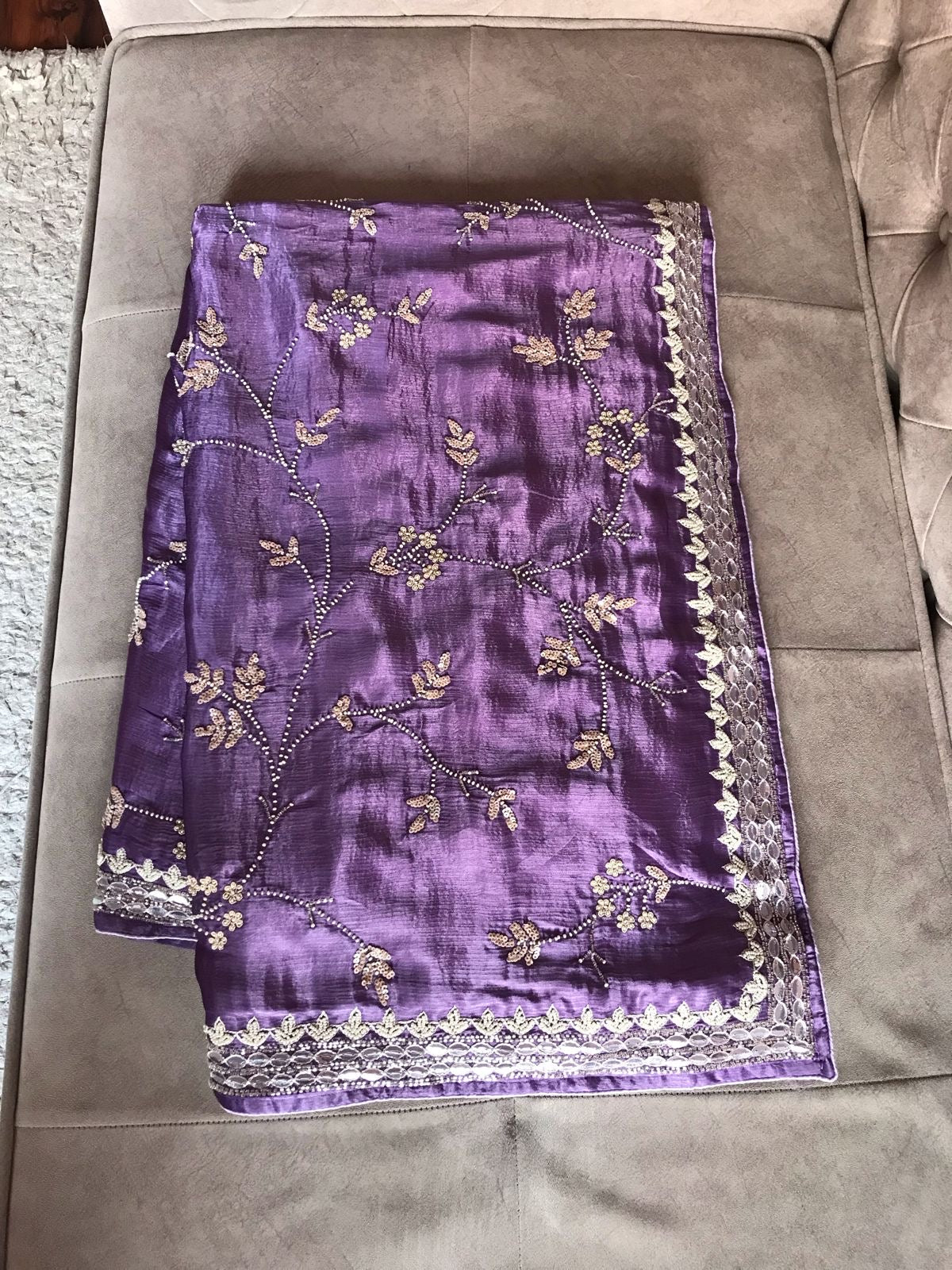 Satin Silk Premium Purple Luxury Saree Beautiful sari - Saffronfashionindia