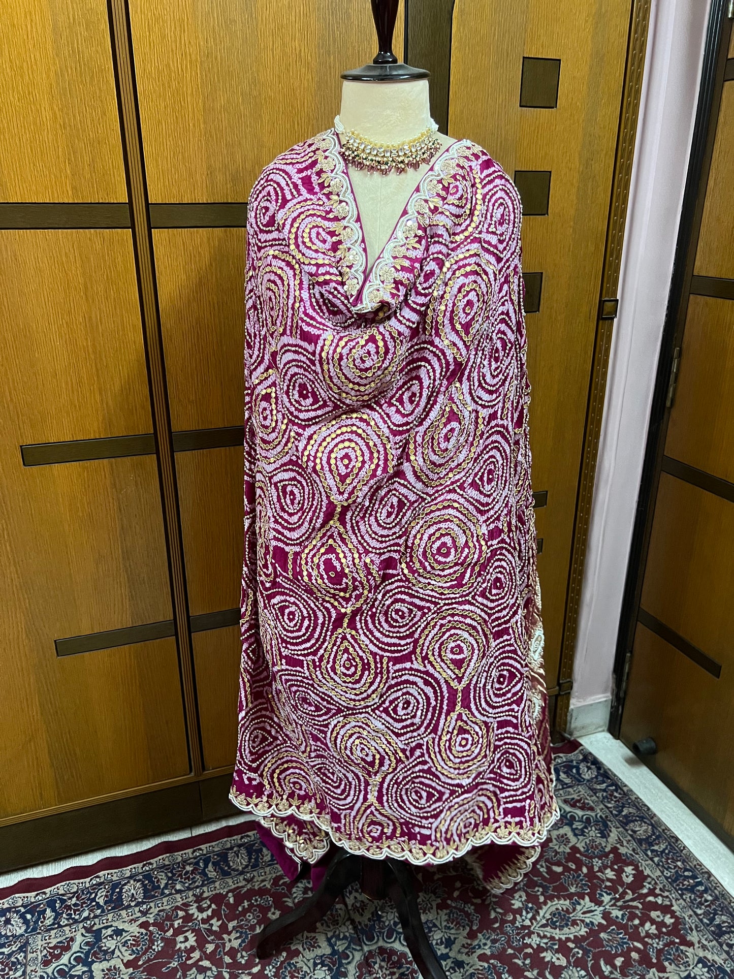 Pink Gajji silk dupatta Embroidery dupatta - Saffronfashionindia