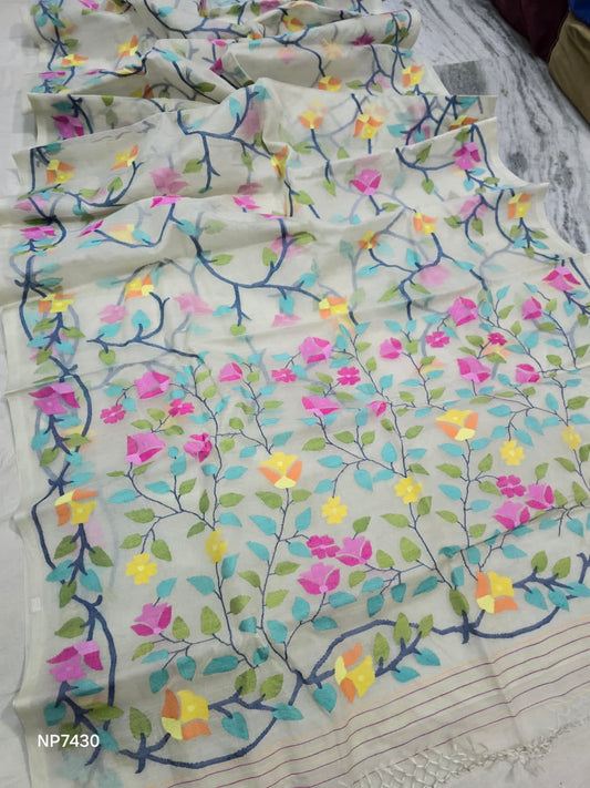 Zimanah Tantuj Jamdani Saree Handloom sari - Saffronfashionindia