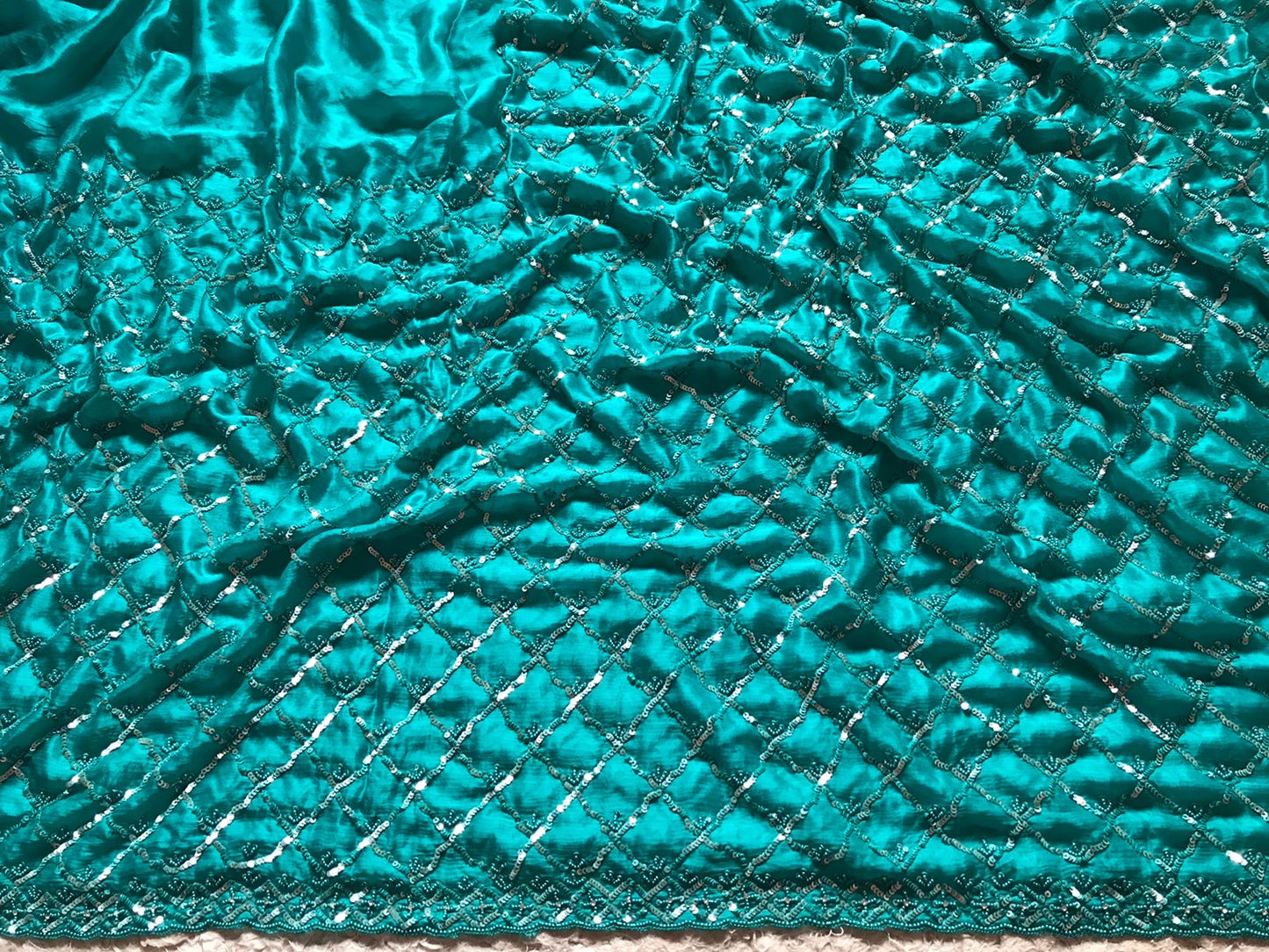 Turquoise Inspired Luxury Premium Saree - Saffronfashionindia