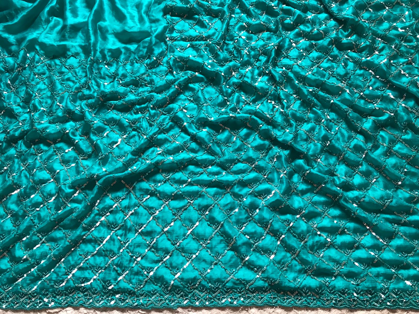 Turquoise Inspired Luxury Premium Saree - Saffronfashionindia