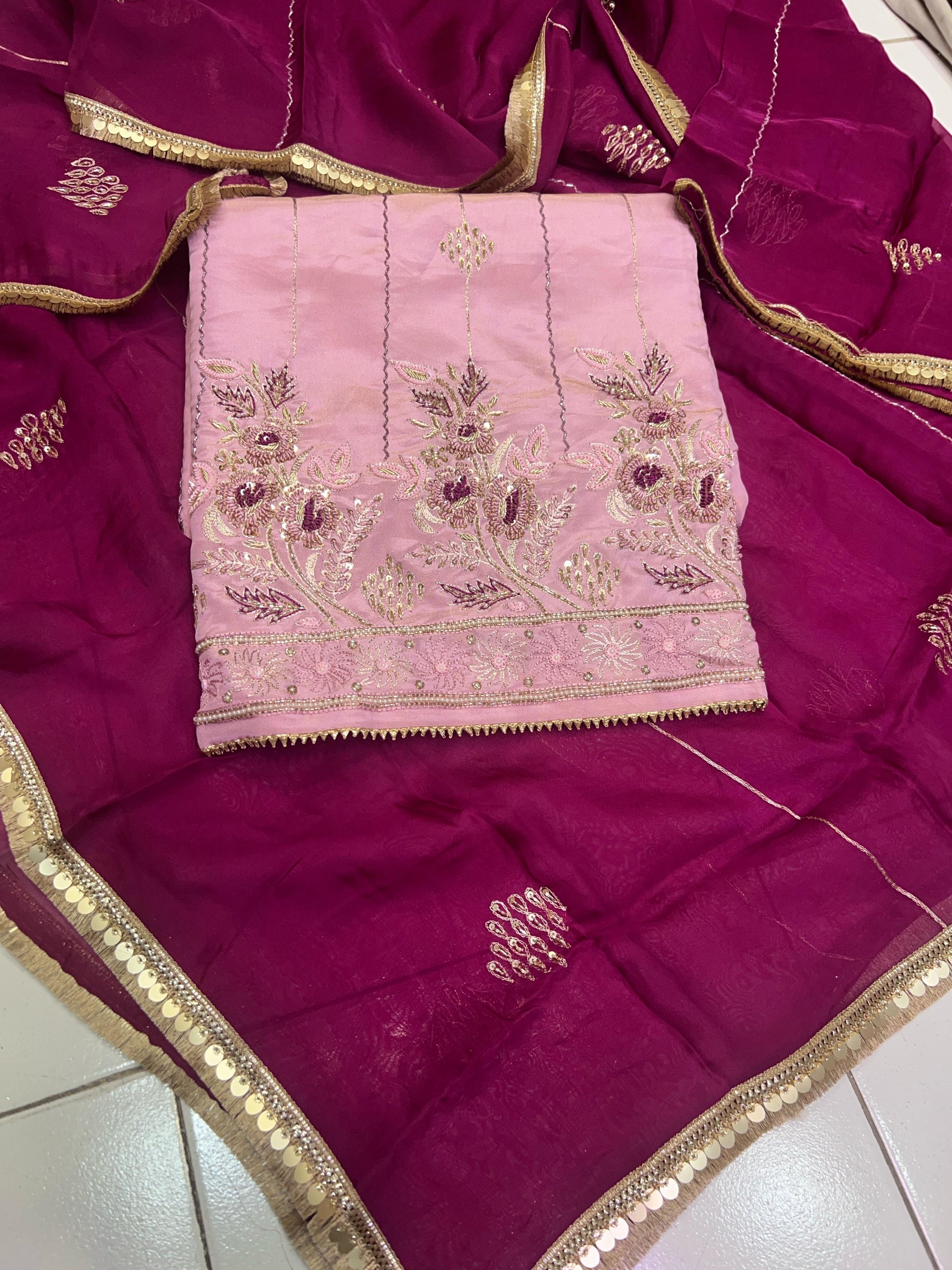 Preeto Summer organza crepe Indian salwar suit - Saffronfashionindia