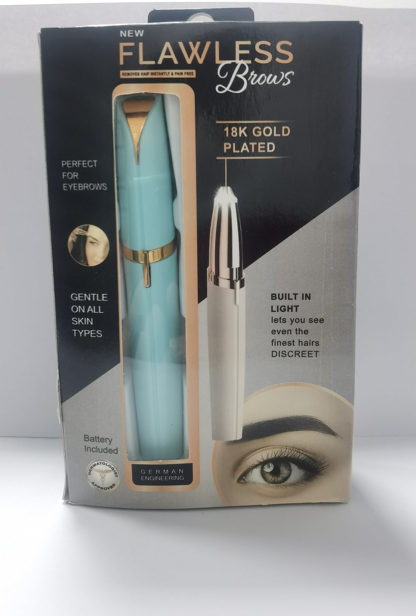Mini Electric Eyebrow Trimmer Lipstick Brows Pen Hair Remover Painless Razor Epilator with LED Light - Saffronfashionindia