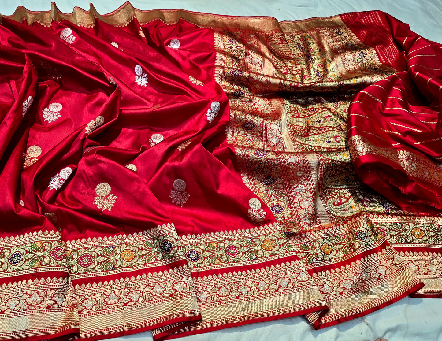 Red bridal saree Katan kadwa sarees Indian sari blouse SaffronFashion