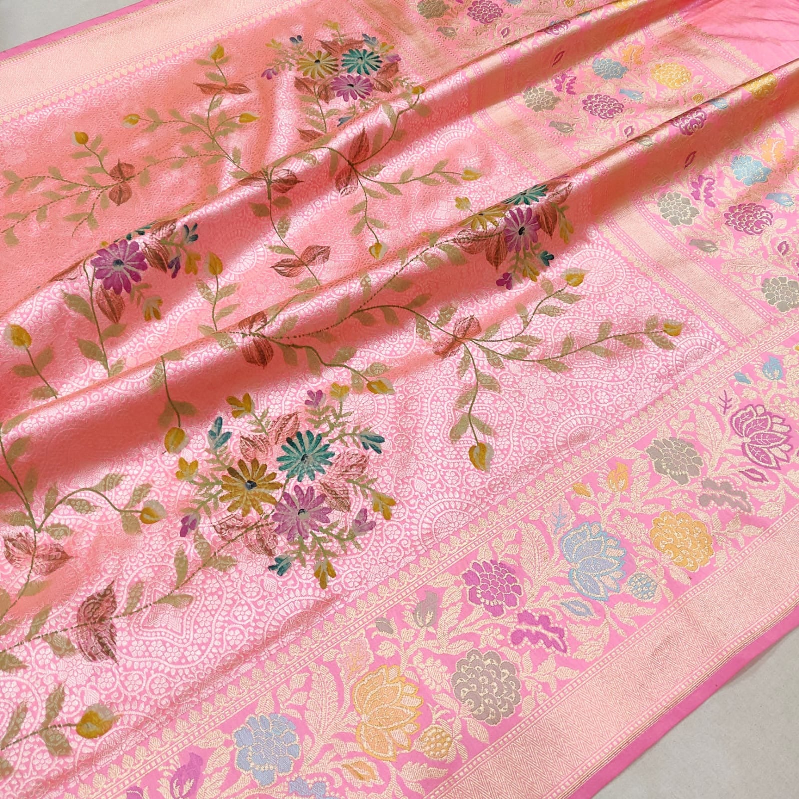 Pink Katan handwoven silk saree beautiful sarees - Saffronfashionindia